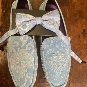 Powder Blue Prom Loafers with matching bow tie